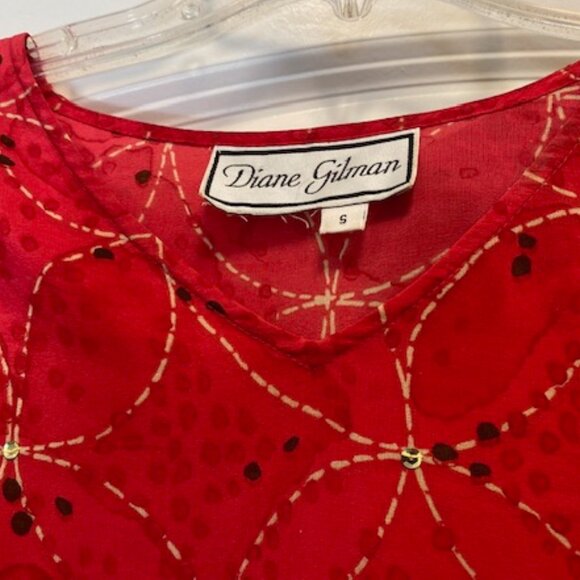 Choice: DIANE GILMAN 100% SILK l/s TUNIC Tops* RED GOLD or OLIVE Green GOLD ~ S - Picture 7 of 14